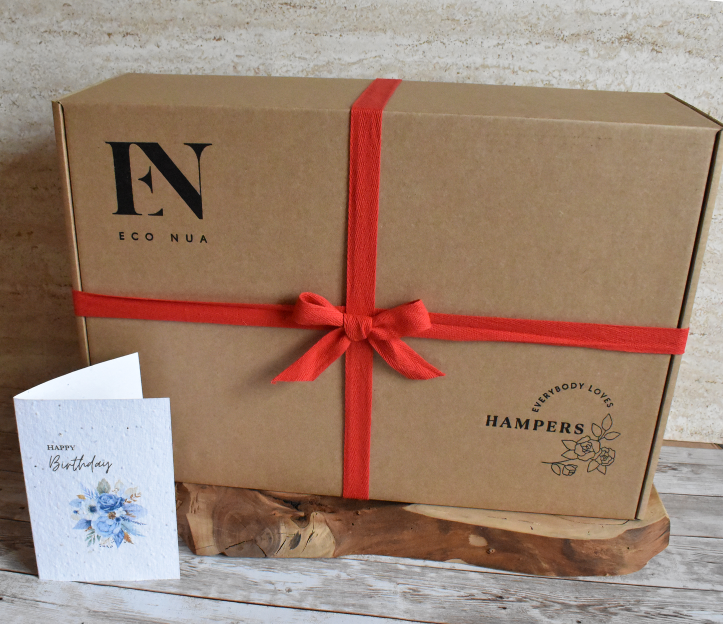 Econua "Gin Lover's" Hamper (non-alcoholic) - non alcoholic Warners Juniper Dry Gin, Aromatherapy  Candle in our Zodiac Scent or Signature Fragrance | Olives | Chocolate Bars | Nuts | Personalised Seed Paper Card