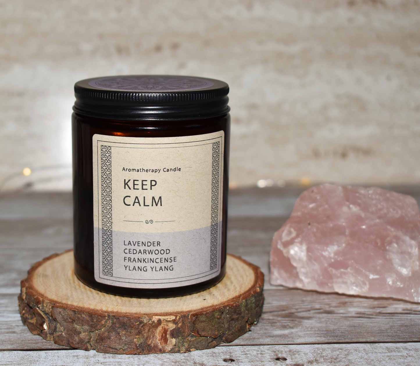 Embrace Tranquility: "Keep Calm" Aromatherapy Candle with Lavender, Frankincense, Cedarwood & Ylang Ylang Essential Oils