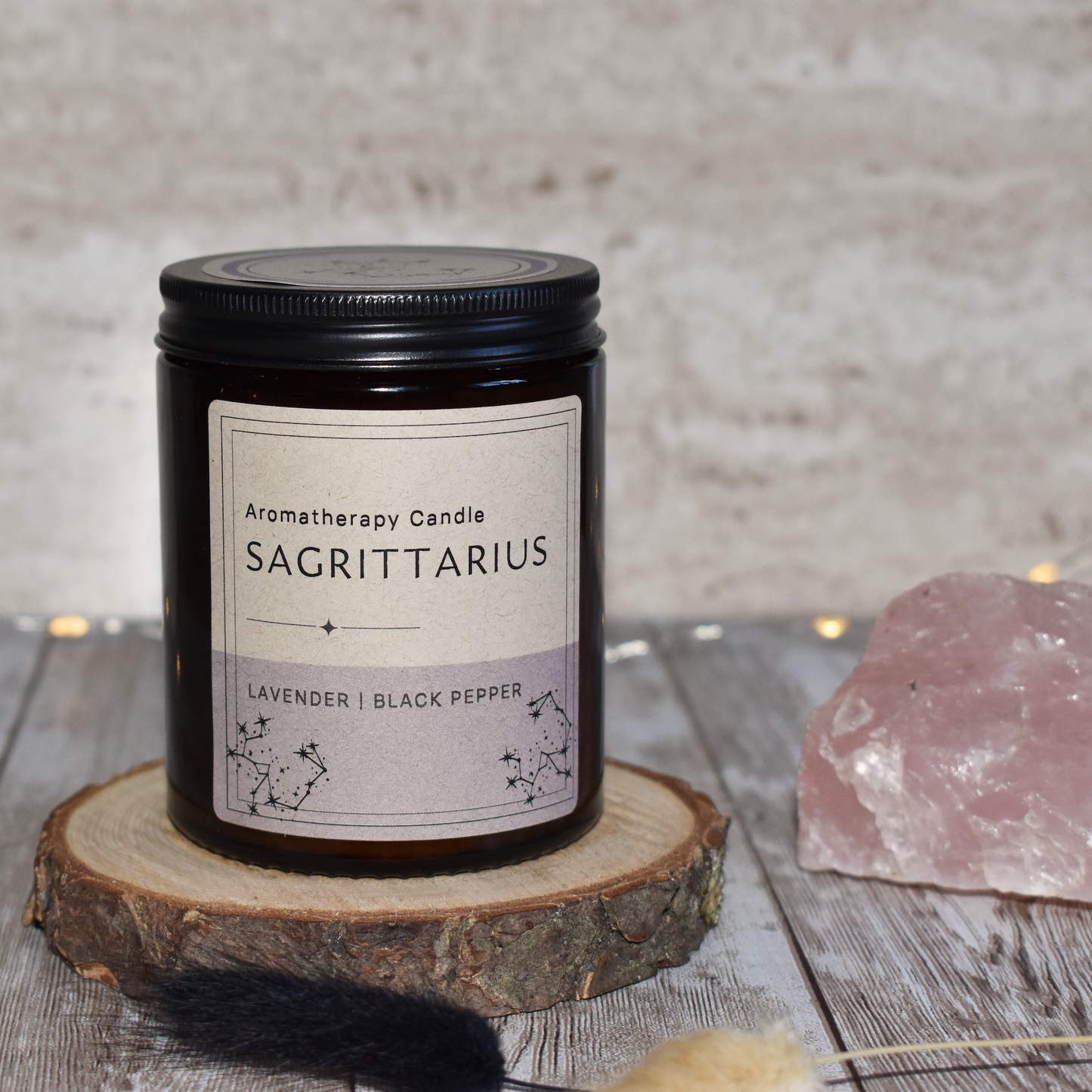 Zodiac Candle SAGITTARIUS - Black Pepper & Lavender Aromatherapy Candle, Astrology Candle