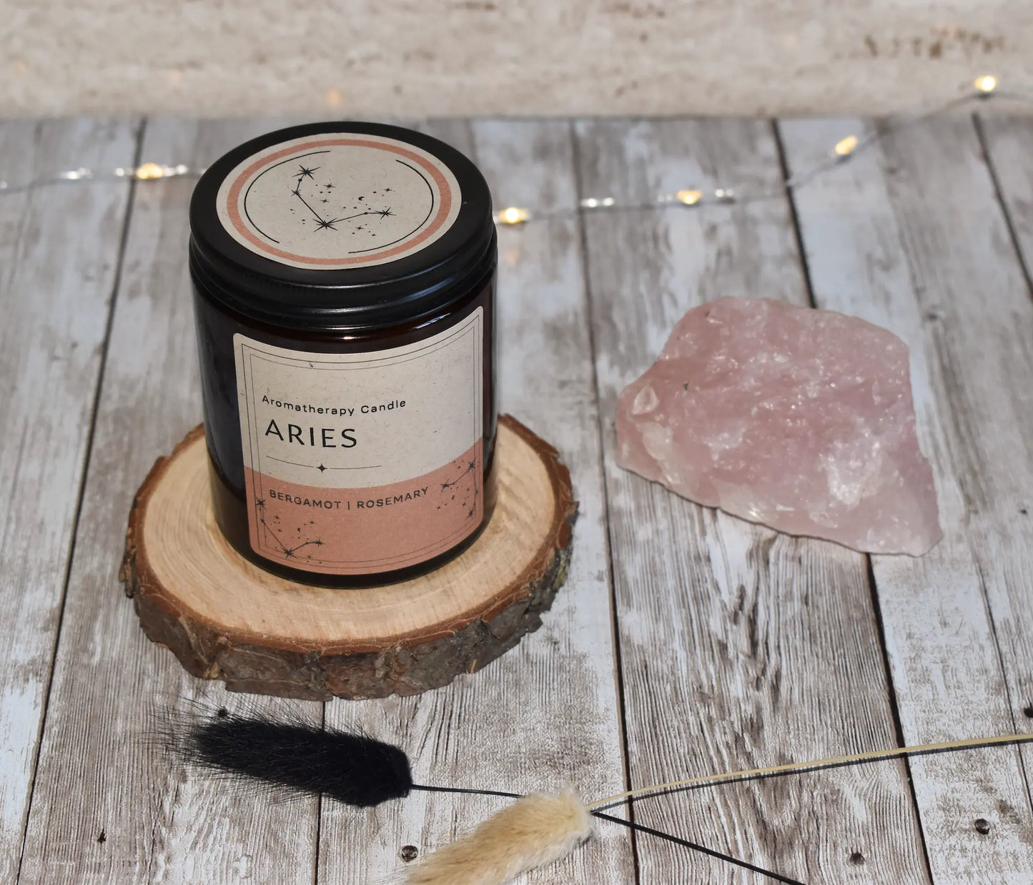 Zodiac Candle ARIES - Rosemary & Bergamot Aromatherapy Candle, Astrology Candle, Birthday Gift Econua