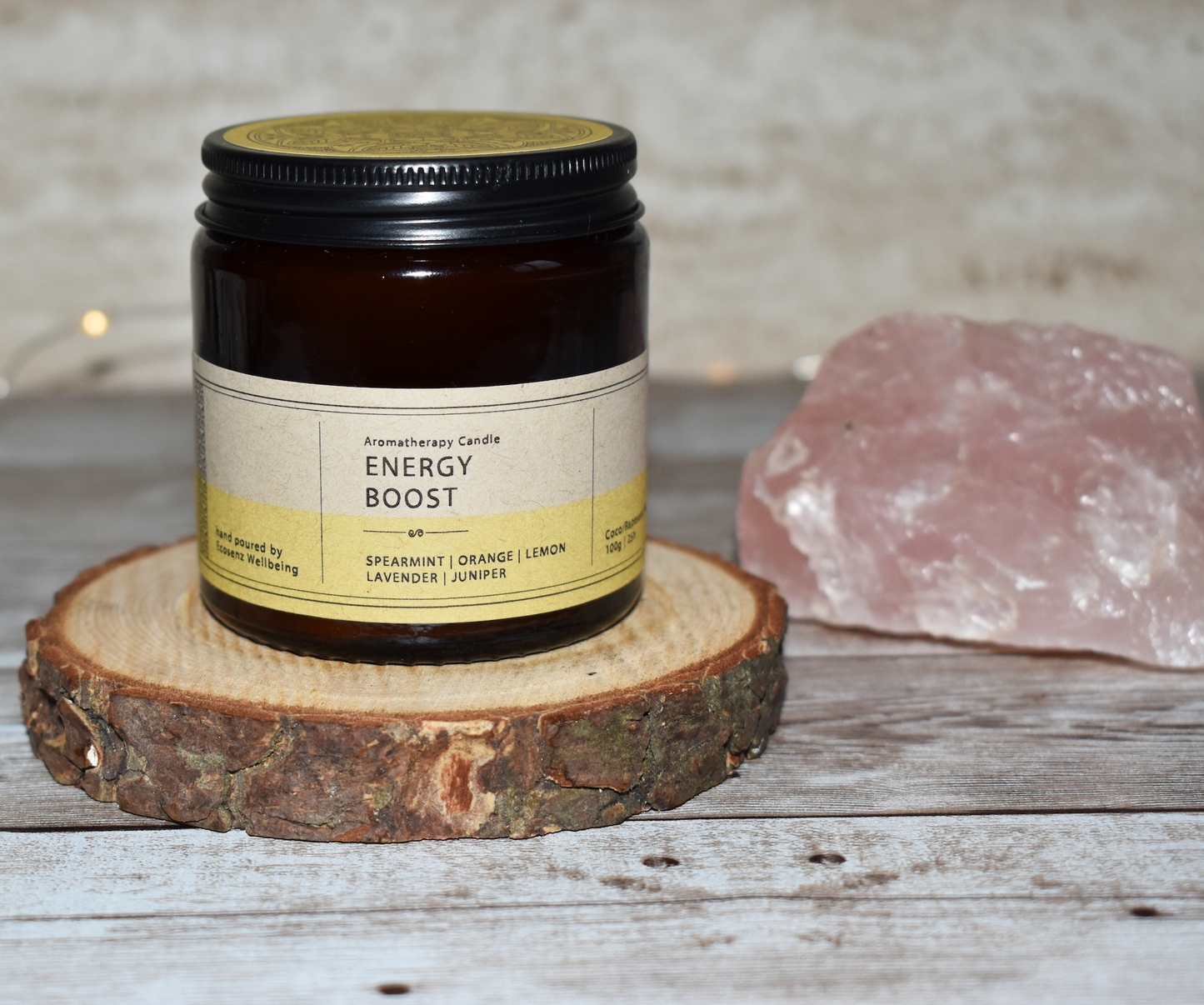 Elevate Your Mood with the "Energy Boost" Aromatherapy Candle: Spearmint, Orange, Lemon, Lavender, Juniper" Ecosenz Wellbeing