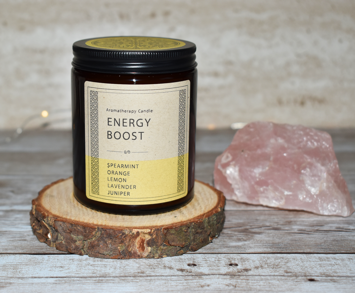 Elevate Your Mood with the "Energy Boost" Aromatherapy Candle: Spearmint, Orange, Lemon, Lavender, Juniper"
