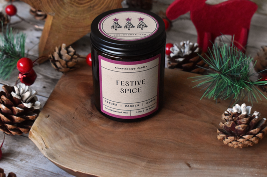 Candle - "FESTIVE SPICE" -  Ginger, Cassia and Clove Essential oil Blend