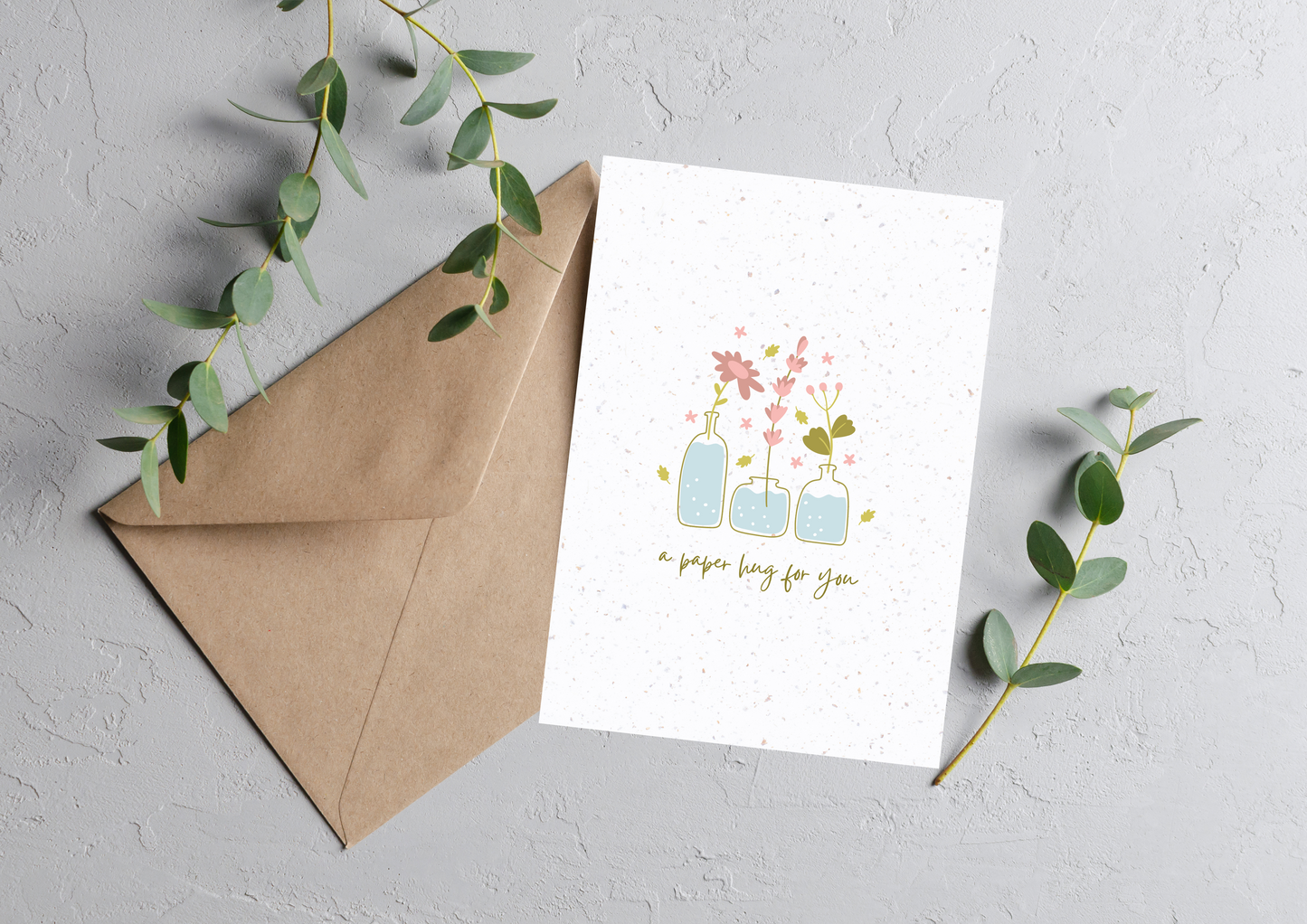 Sending Hugs 3  - Personalized Seed Paper Greeting Card