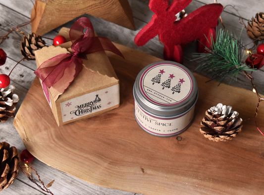 Mini Tin Gift Box - "FESTIVE SPICE" -  Ginger, Cassia and Clove Essential oil Blend