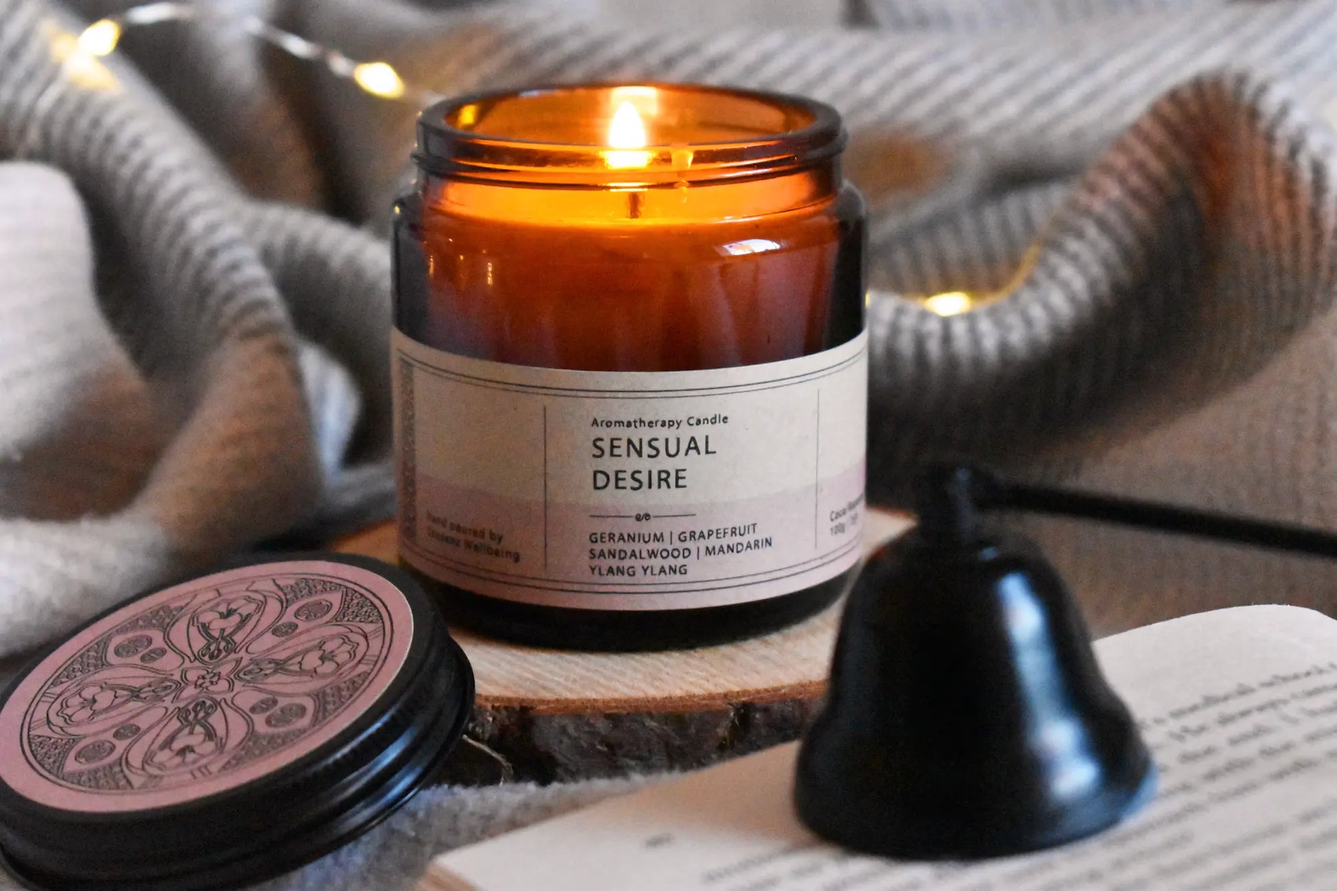 Ignite Passion with "Sensual Desire" Aromatherapy Candle: Geranium, Grapefruit, Sandalwood, Mandarin & Ylang-Ylang Ecosenz Wellbeing