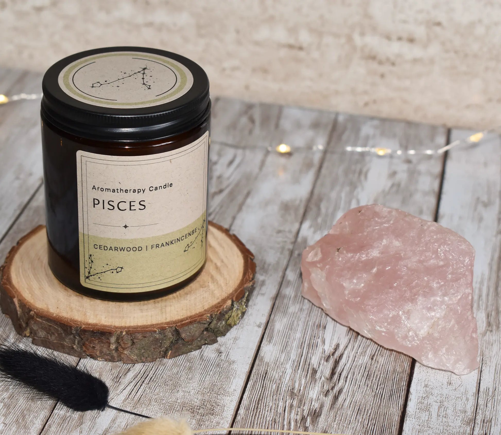 Zodiac Candle PISCES - Cedarwood & Frankinsence Aromatherapy Candle, Astrology Candle Econua