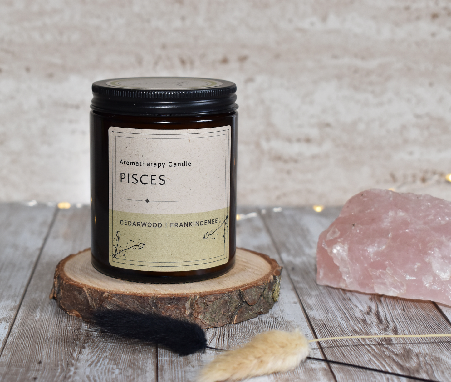 Zodiac Candle PISCES - Cedarwood & Frankinsence Aromatherapy Candle, Astrology Candle